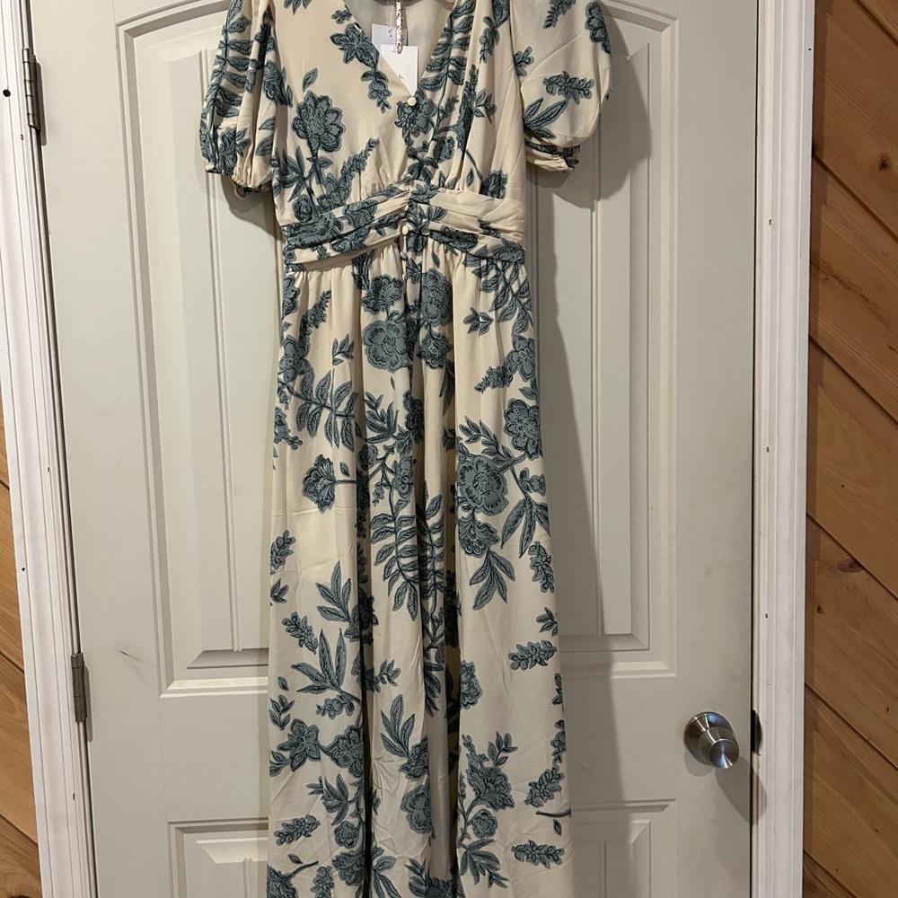 Floral Maxi Dress with Puff Sleeves